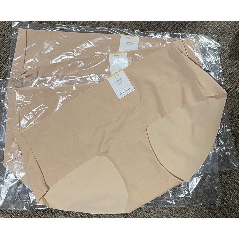 4 X Auden Size Medium (8-10) Pearl Tan Invisible Edge No-Show Hipster